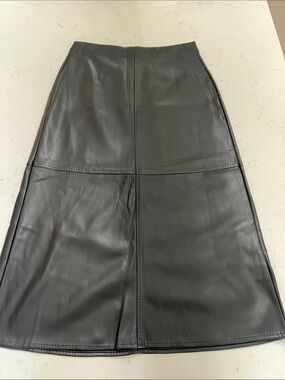 Max Studio Black Faux Leather A-Line Skirt